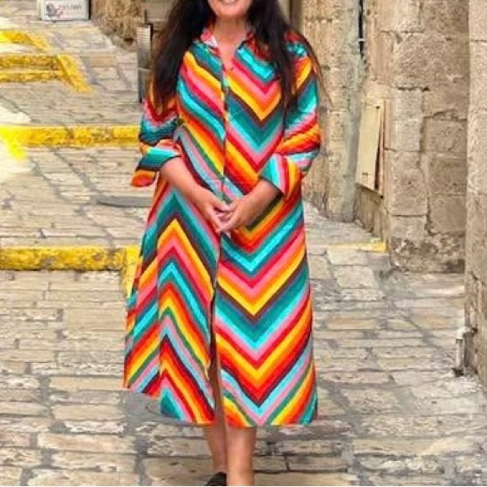 Sofia Colorful Striped Button- Down Long Sleeve S… - image 6